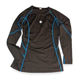 Milin Naco Cool Dry Compression Black Blue Trim Long Sleeve Baselayer Top Men S